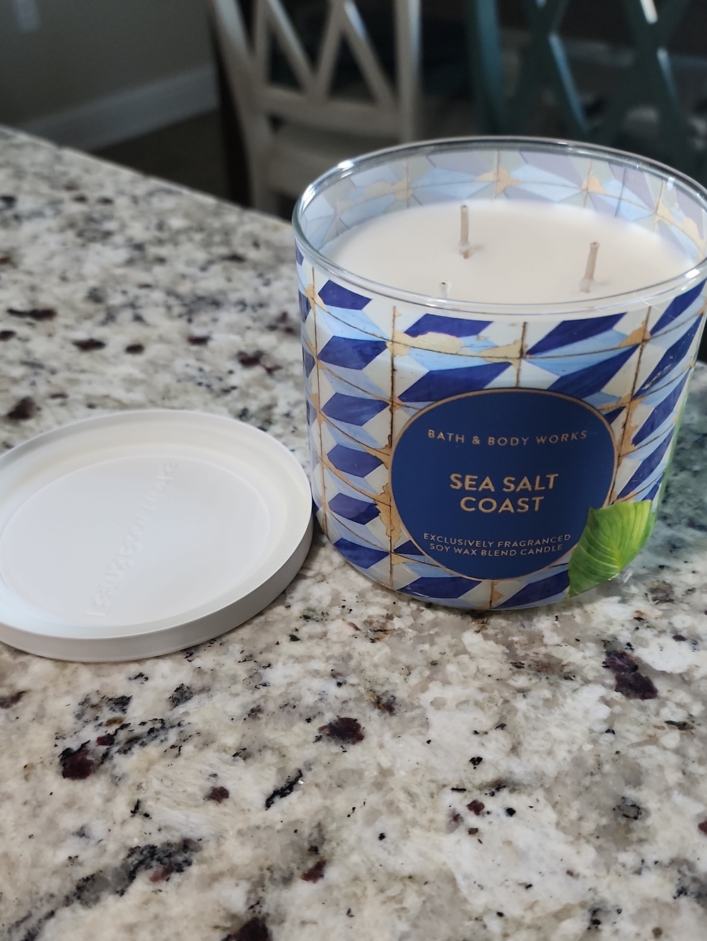 Bath & Body Works Sea Salt Coast 3-Wick Candle - Blue and Gold